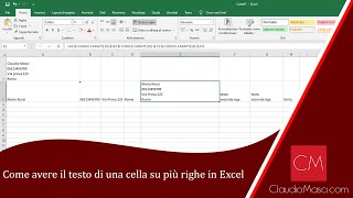 Come avere il testo di una cella su più righe in Excel