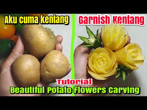 Super Simple Beautiful Potato Flower Carving Garnish | Aku Cuma Kentang | Aneka Hiasan Tumpeng