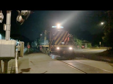Late Night NHN Gravel Train Rolls Through Greenwood in Wakefield