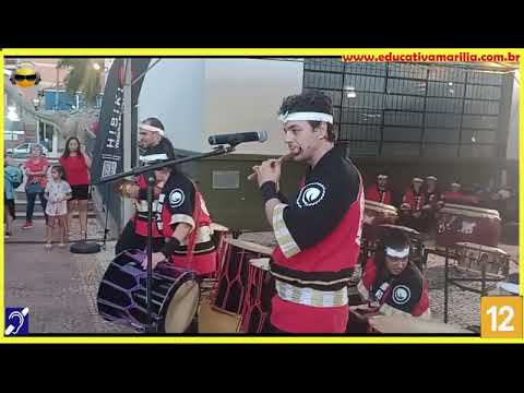 Tv Educativa na Virada Cultural de Marília S P 05 de Abril de 2 024 TAIKO Grupo musical Hibiki Wadaiko