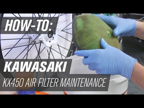 Part of a video titled 2019 Kawasaki KX450 | Air Filter Maintenance - YouTube