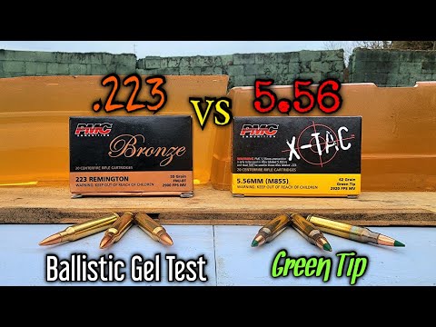 PMC Bronze 55gr .223 vs X-Tac 62gr 5.56 Green Tip Ballistic Gel Test & Review