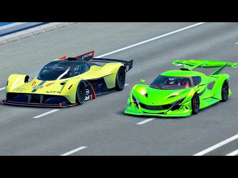 Apollo Intensa Emozione with NOS vs Aston Martin Valkyrie AMR Pro - Drag Race 20 KM