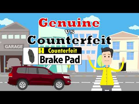 Part of a video titled Genuine Vs Counterfeit Brake Pads Explained - YouTube