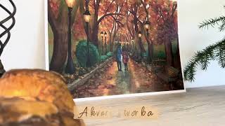 PODZIMNÍ ROMANCE Akvarelový obraz - A4 formát
