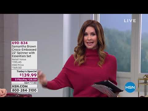 Samantha Brown CrocoEmbossed 22" Spinner with Essentials...