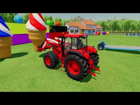 Load and Transport Giant Ice Cream with  Tractor- Farming Simulator 22