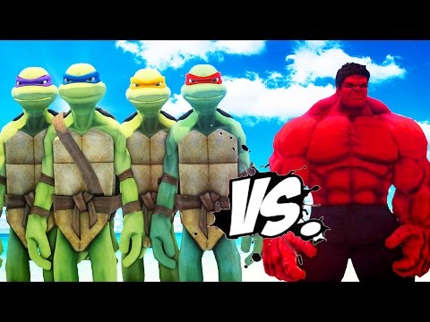 RED HULK VS TEENAGE MUTANT NINJA TURTLES - DONATELLO, LEONARDO, MICHELANGELO, RAPHAEL VS RED HULK