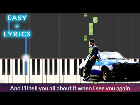 Wiz Khalifa - See You Again ft. Charlie Puth EASY Piano Tutorial + Lyrics