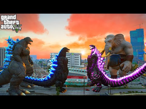 Shin Godzilla and Wereelephant vs Godzilla Ride and heisei Godzilla- GTA V Mods