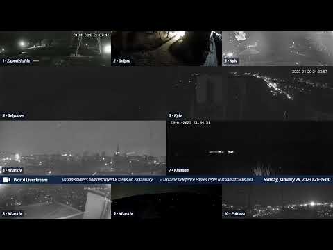 Explosion at Kharkiv - cams 6 & 9 - 01/29/2023