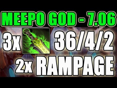 MEEPO GOD 2xRAMPAGE PRO GAMEPLAY PATCH 7.06 - DOTA 2