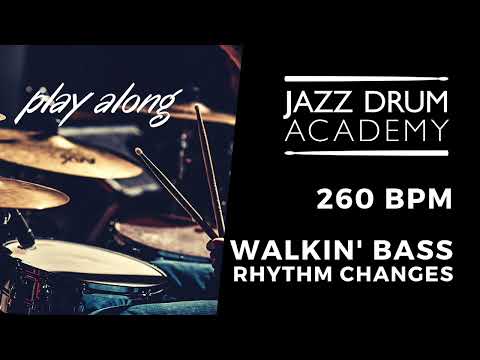 Drumless track - walkin' bass rhythm change (260 BPM)