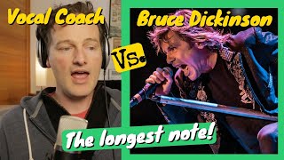 Vocal Coach REACTS - Bruce Dickinson &quot;Longest held note&quot; (LIVE)