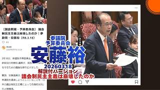 解説付🍊議会制民主主義は崩壊したのか🍊参政党【あんどう裕】【安藤裕】🍊参議院予算委員会🍊20260318　#参政党 #あんどう裕 #安藤裕
