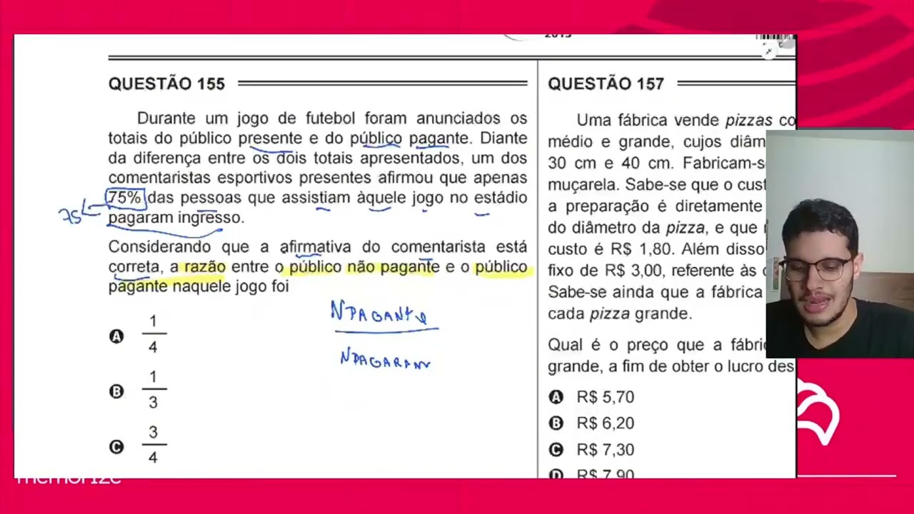Resolução em Vídeo — Questão 155 ENEM 2015 PPL