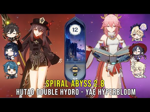 C1 Hutao Double Hydro and C0 Yae Miko Hyperbloom - Genshin Impact Abyss 2.8 - Floor 12 9 Stars
