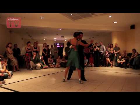  Roxana Suarez  and  Sebastian Achaval  are  dancing  to  the  tango  "  Llorar Por Una Mujer  "