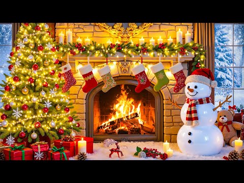 Beautiful Christmas Fireplace Ambience ☃️ Relaxing Christmas Music 🎁 Christmas Background Music 2026
