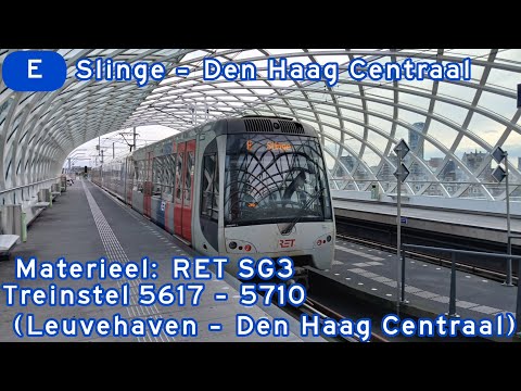 Rit met de RET SG3 #5617+5710 op metrolijn E van Leuvehaven naar Den Haag Centraal