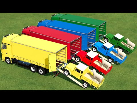 TRANSPORT OF COLORS ! TRANSPORTING ANIMALS WITH MERCEDES BENZ TRUCK AND TOYOTA PICKUP ! Farming 22