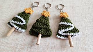 Crochet Christmas Tree Keychain Tutorial for Beginners