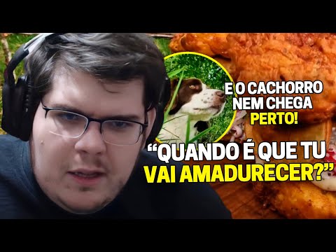 CASIMIRO REAGE: FRANGO COM BATATA FRITA DOCE FEITO NA FLORESTA | Cortes do Casimito