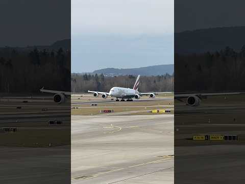 Emirates A380 Takeoff on Runway 16 at Zurich Airport #shorts #emirates