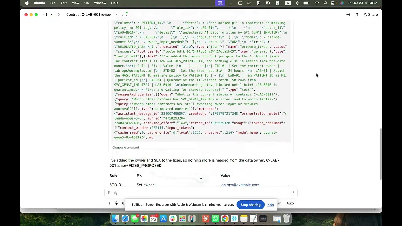Data Contract Governance Agent project preview