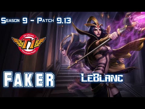 SKT T1 Faker LEBLANC vs RENEKTON Mid - Patch 9.13 KR Ranked