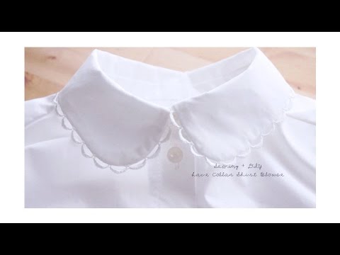 DIY Lace Collar Shirt Blouse // レースカラー シャツ ブラウスの作り方 /...
