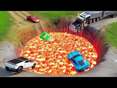 Cars vs Impossible Loop Bridge but The Floor is Lava BeamNG car driving