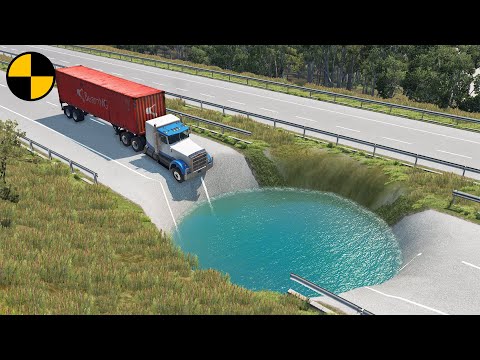 Cars vs Giant Water Pit 😱 BeamNG.Drive