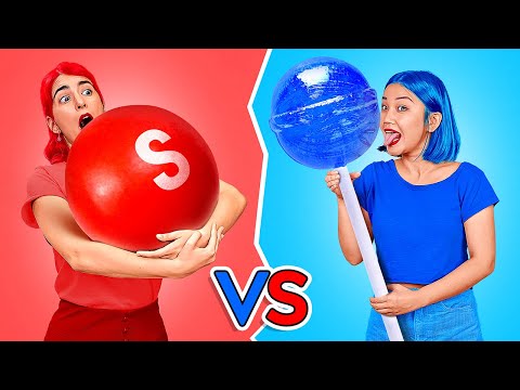 RED VS BLUE COLOR CHALLENGE || Eating And Buying 1 Color For 24 Hours By 123 GO! CHALLENGE