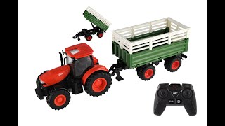 Traktor Zetor RC s vlekem plast 42cm 2,4GHz dobíjecí pack + baterie se zvukem v krabici