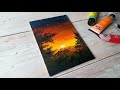 Super Easy Sunset Painting Acrylic Painting Ideas For Beginners