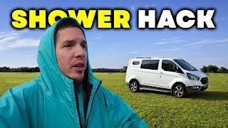 My friends van life shower hack is a GAME CHANGER!