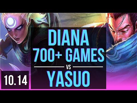 DIANA vs YASUO (MID) | 700+ games, KDA 5/0/5 | NA Grandmaster | v10.14