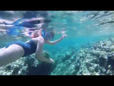 Girls snorkeling in Thassos