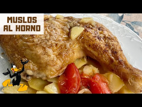Muslos de Pollo al Horno 🍗 ¡Con Patatas, Vino Blanco y Cebolla!