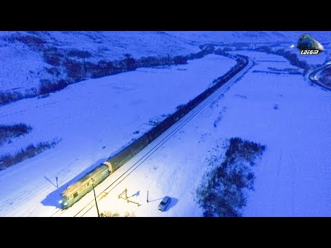 🚁🚂🌌LDE2100 60-1372-1 & Marfar CFR MARFĂ Freight Train in Zăpadă/Snow Spre/to Aghireș 17 January 2021