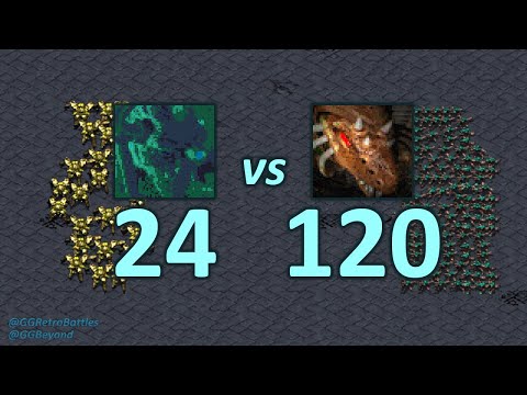 24 Dragoons vs 120 Zerglings - Same Mineral Cost - StarCraft Retro Battles