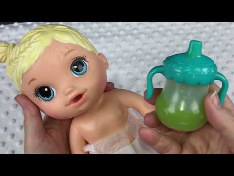 Blonde Baby Alive Face Paint Fairy Doll Feeding Green Veggies Video