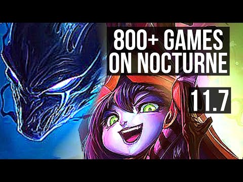 NOCTURNE vs LULU (MID) | 1.9M mastery, Legendary, 15/2/4, 800+ games | KR Diamond | v11.7