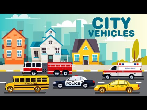 Vehicles in the city for children: police, ambulance, taxi, fire brigade, bus | CzyWieszJak