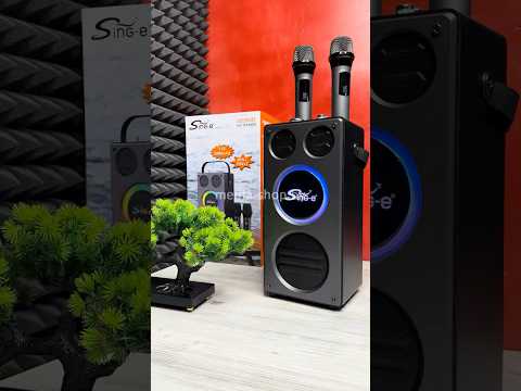 фото портативная караоке система-колонка jqs-9405 60 вт + 2 микрофона и подсветка bluetooth беспроводная 0