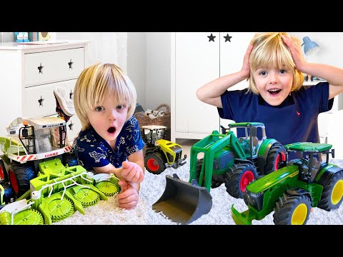 Sky and Finn's New Toy Tractor Adventure! | Play and Toys with Sky and Finn