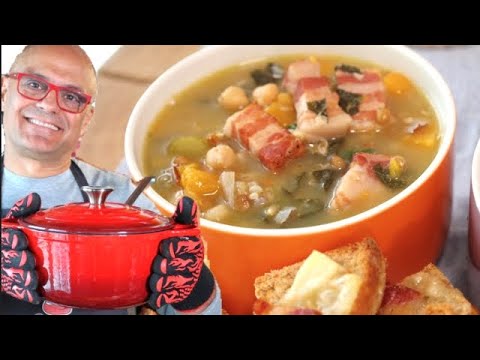 ZUPPA D'AUTUNNO RINFORZATA con legumi cereali e crostino RUSTICO