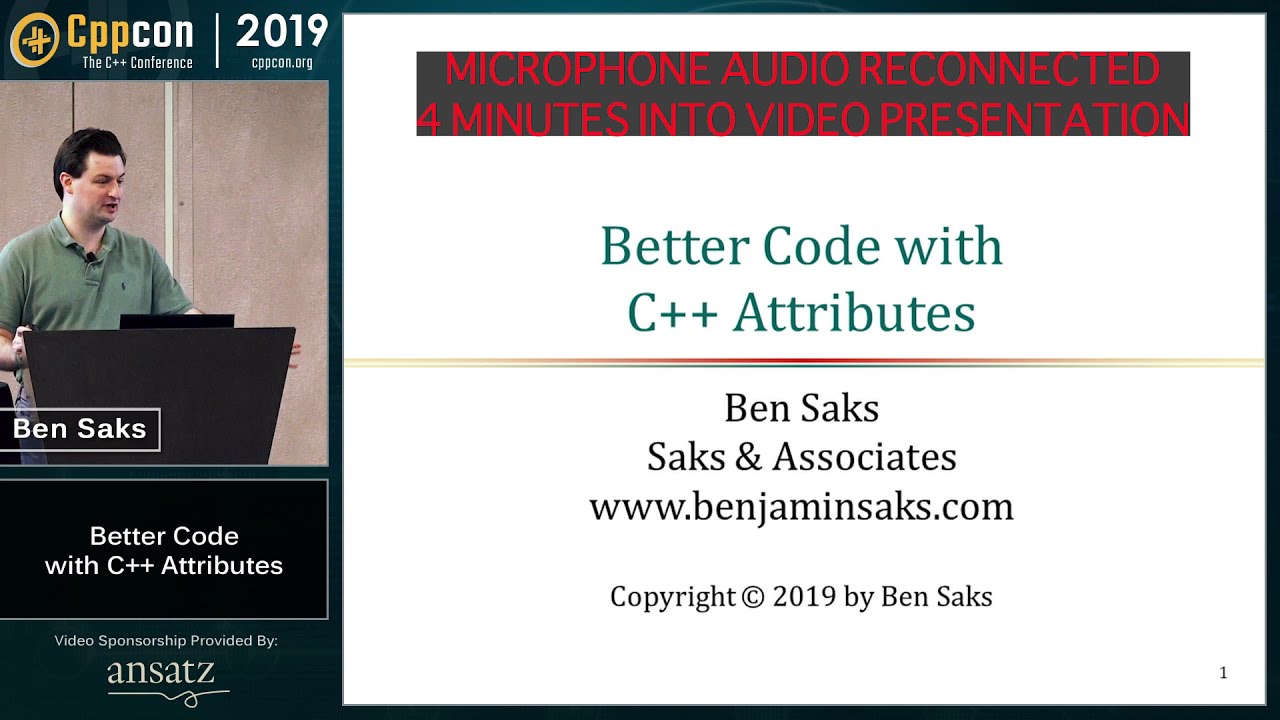 Better Code with C++ Attributes - Ben Saks - CppCon 2019