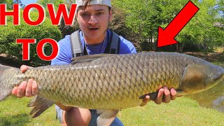 *BEST METHOD* HOW TO CATCH BIG GRASS CARP IN PONDS- Bank Fishing